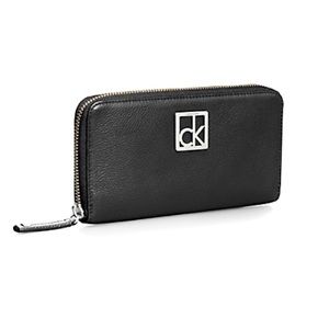 🥰 CALVIN KLEIN CAITLIN 🖤 BLACK LEATHER CONTINENTAL WALLET NWT 🥰